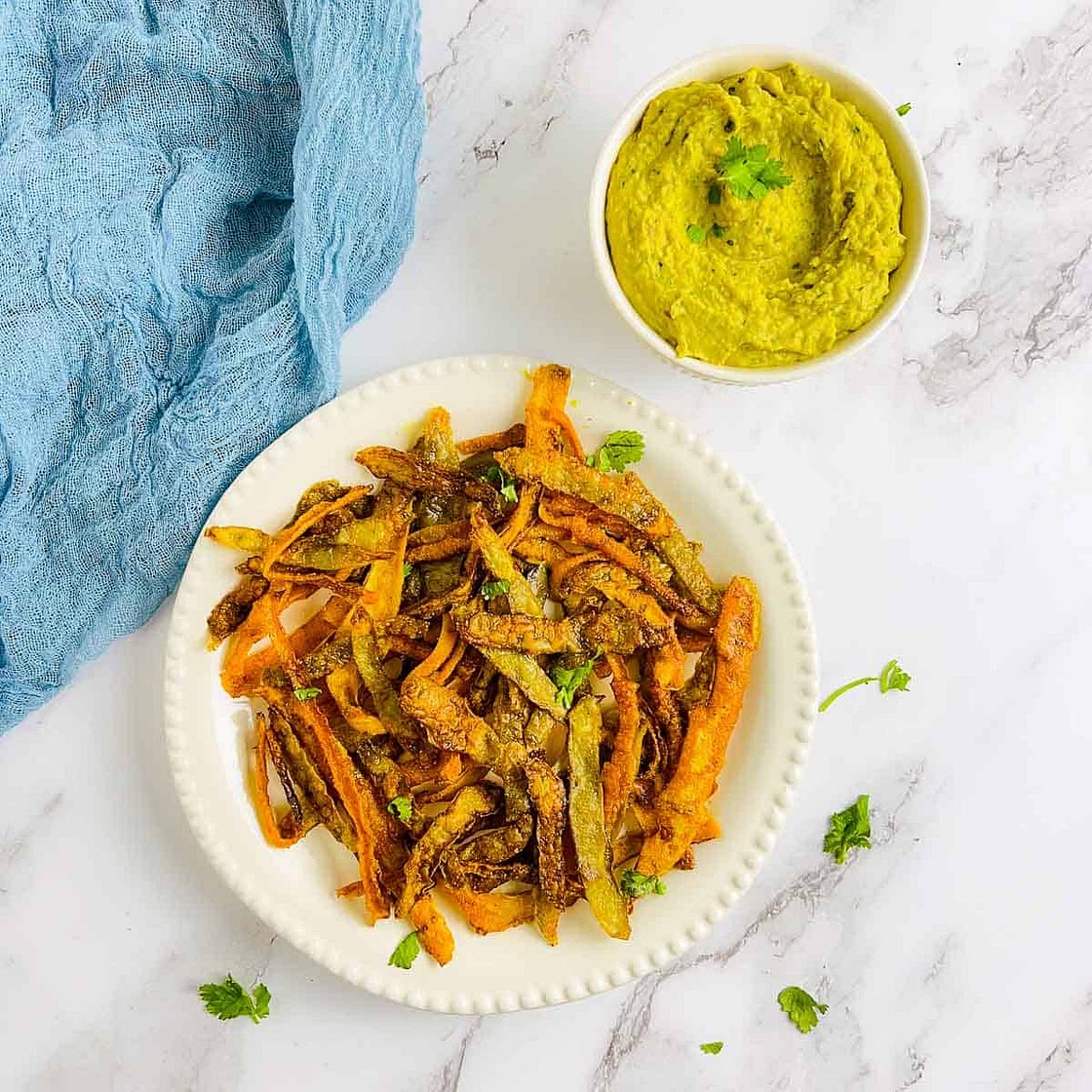Crispy Vegetable Peel Chips with Curried Bean Dip