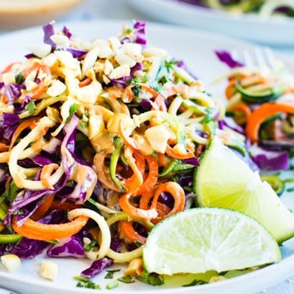 Thai Zucchini Noodle Salad with Cabbage | Vegan + Gluten-Free