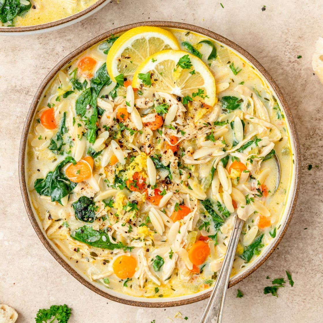 Creamy Lemon Chicken Orzo Soup