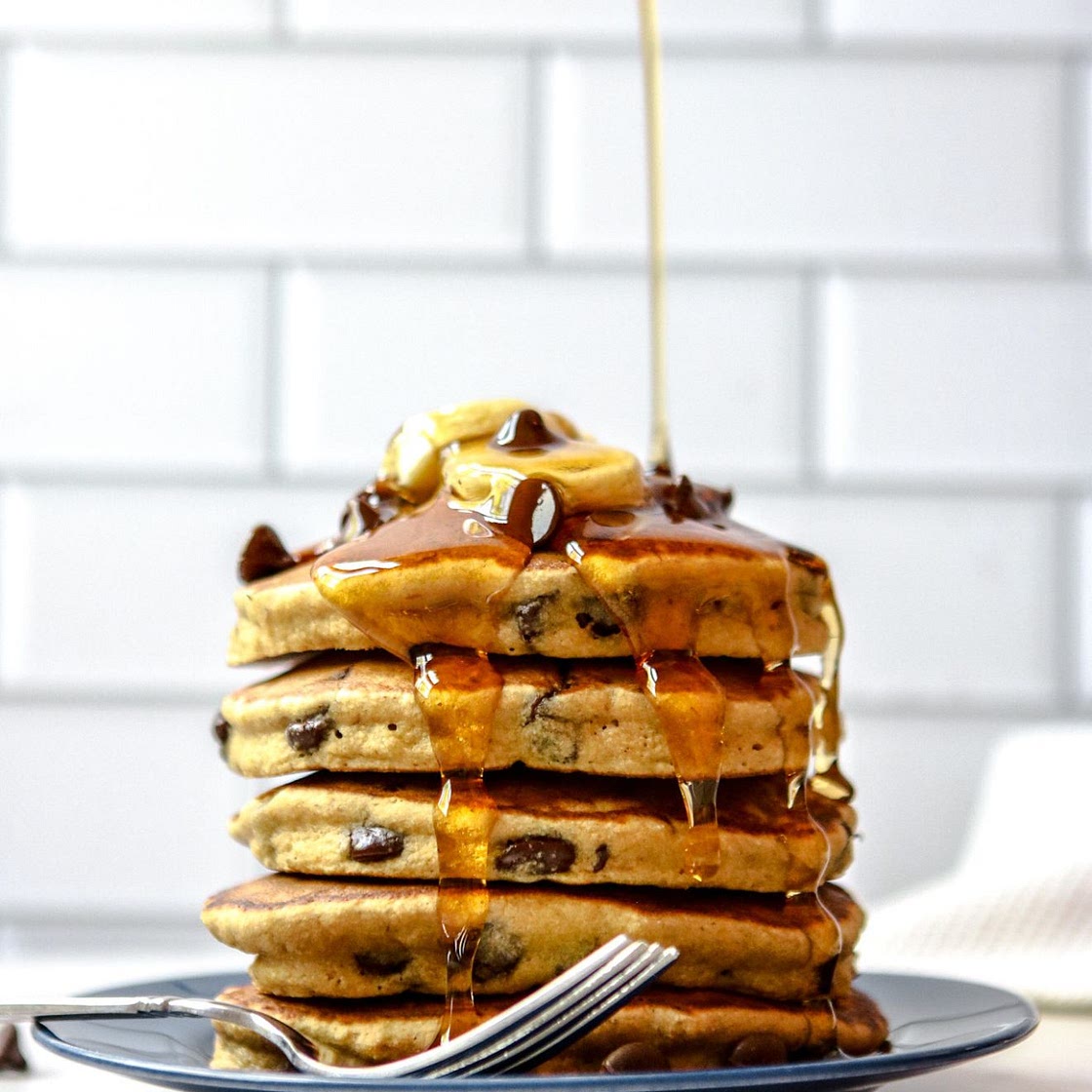 Fluffy Gluten Free Banana Chocolate Chip Pancakes