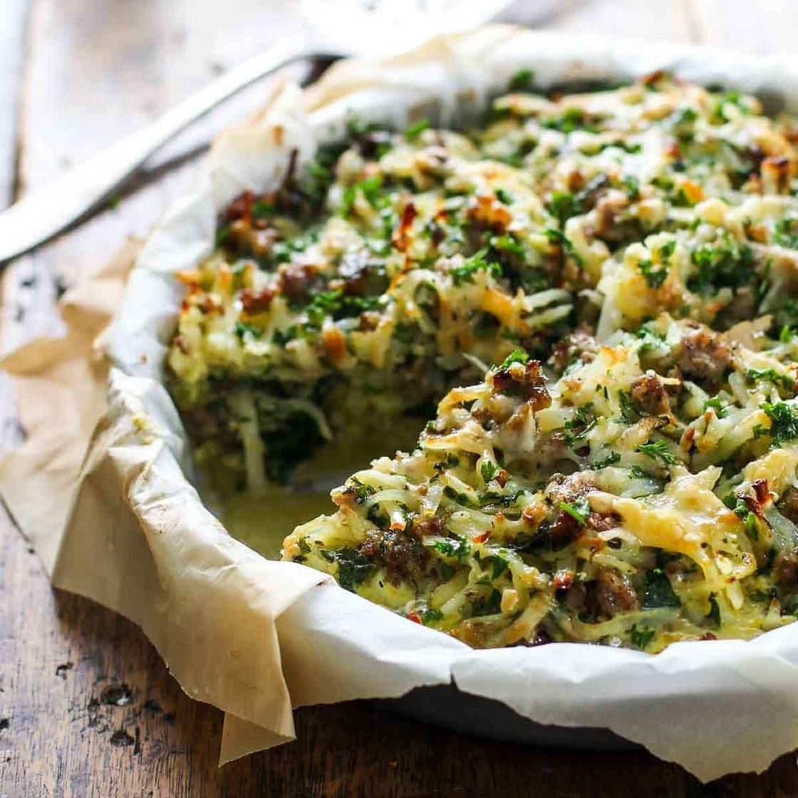 Six Ingredient Sausage Potato Pie