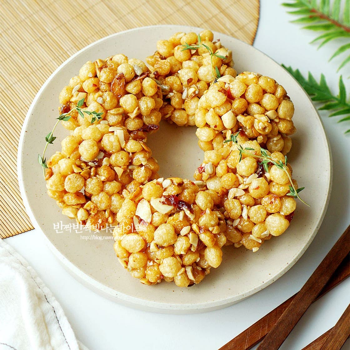 조청 오란다 만들기 퍼핑콩 옛날과자 수제 강정 만들기