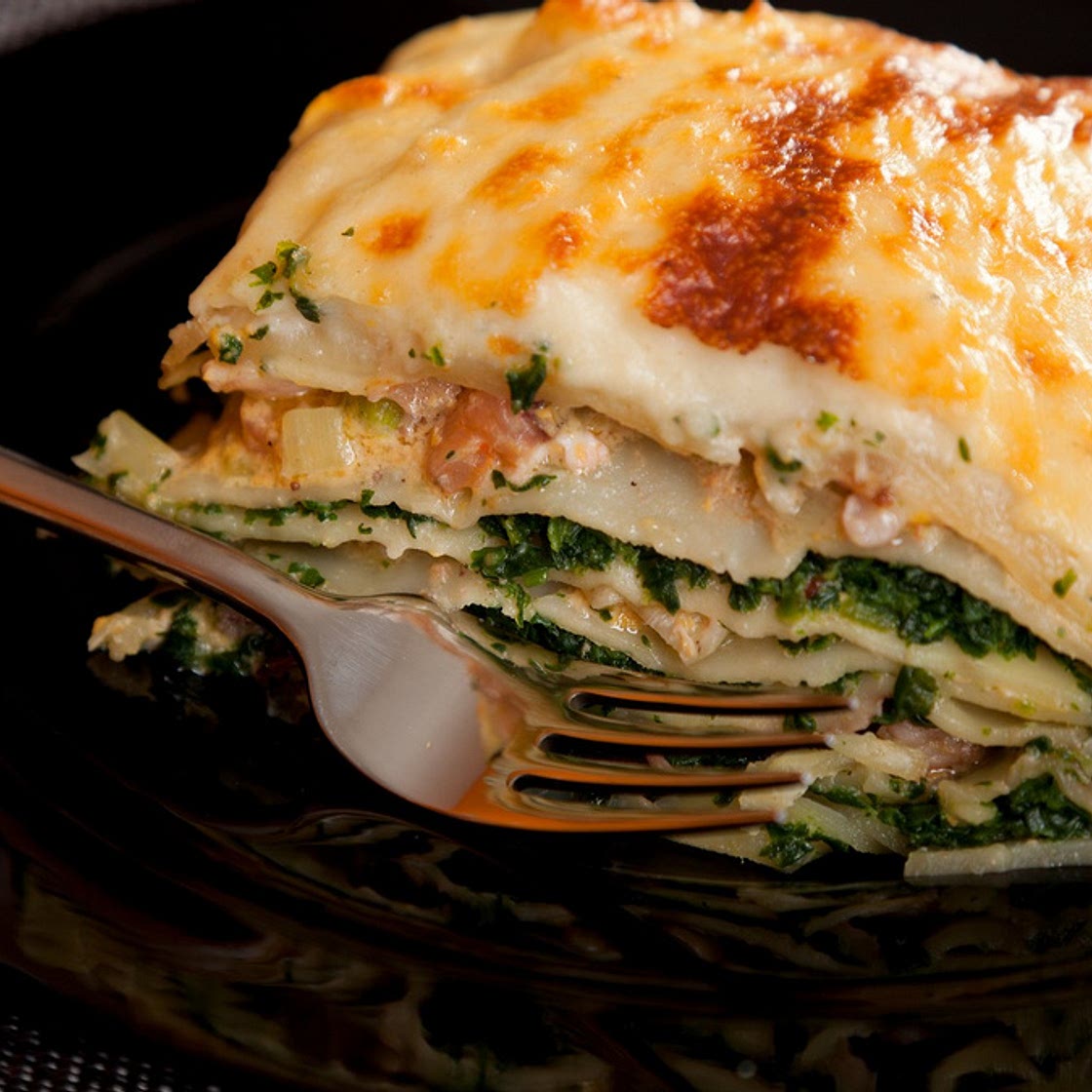 Lasagne au saumon et aux épinards