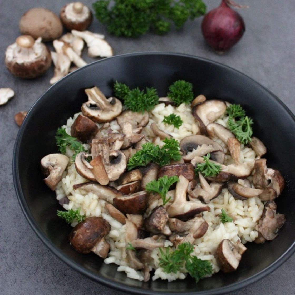 Vegan Risotto with Shiitake and Mushrooms