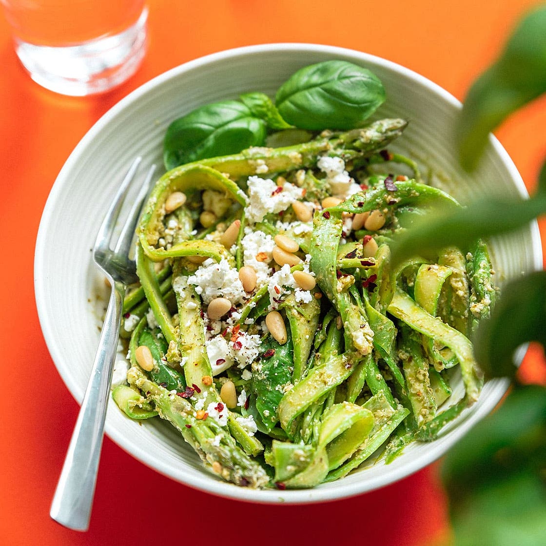 Shaved Asparagus Noodles With Pesto