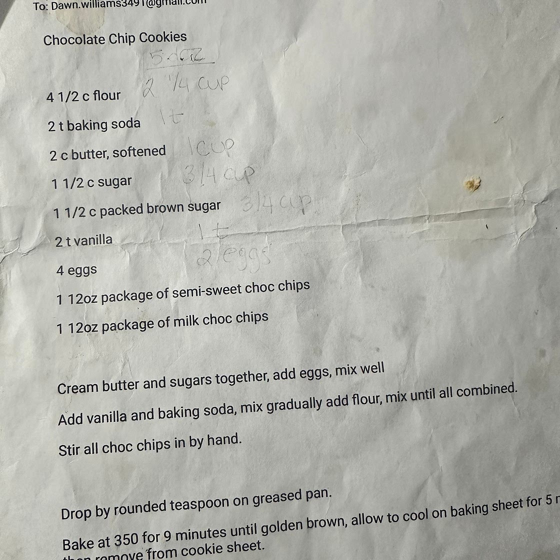 Dawn's Chocolate Chip Cookies