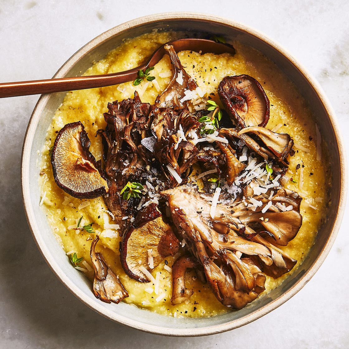 Oven Polenta With Roasted Mushrooms and Thyme