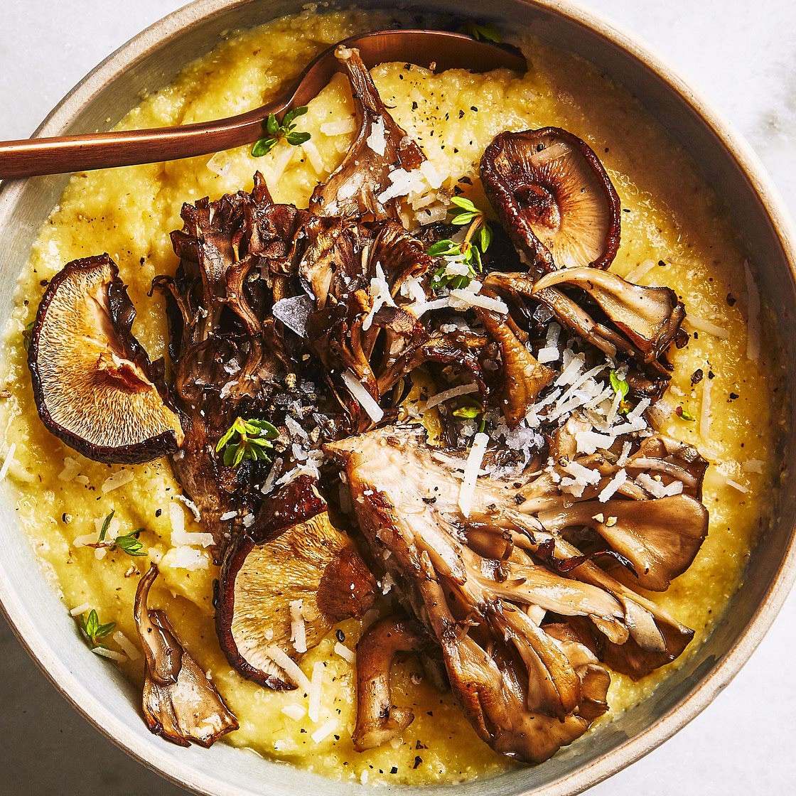 Oven Polenta With Roasted Mushrooms and Thyme