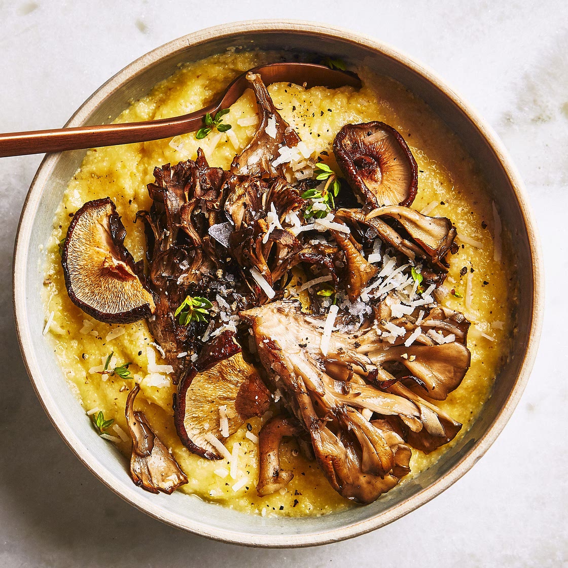 Oven Polenta With Roasted Mushrooms and Thyme