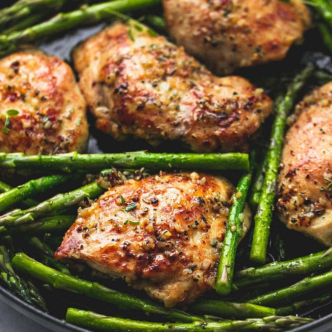One Pan Garlic Herb Chicken and Asparagus