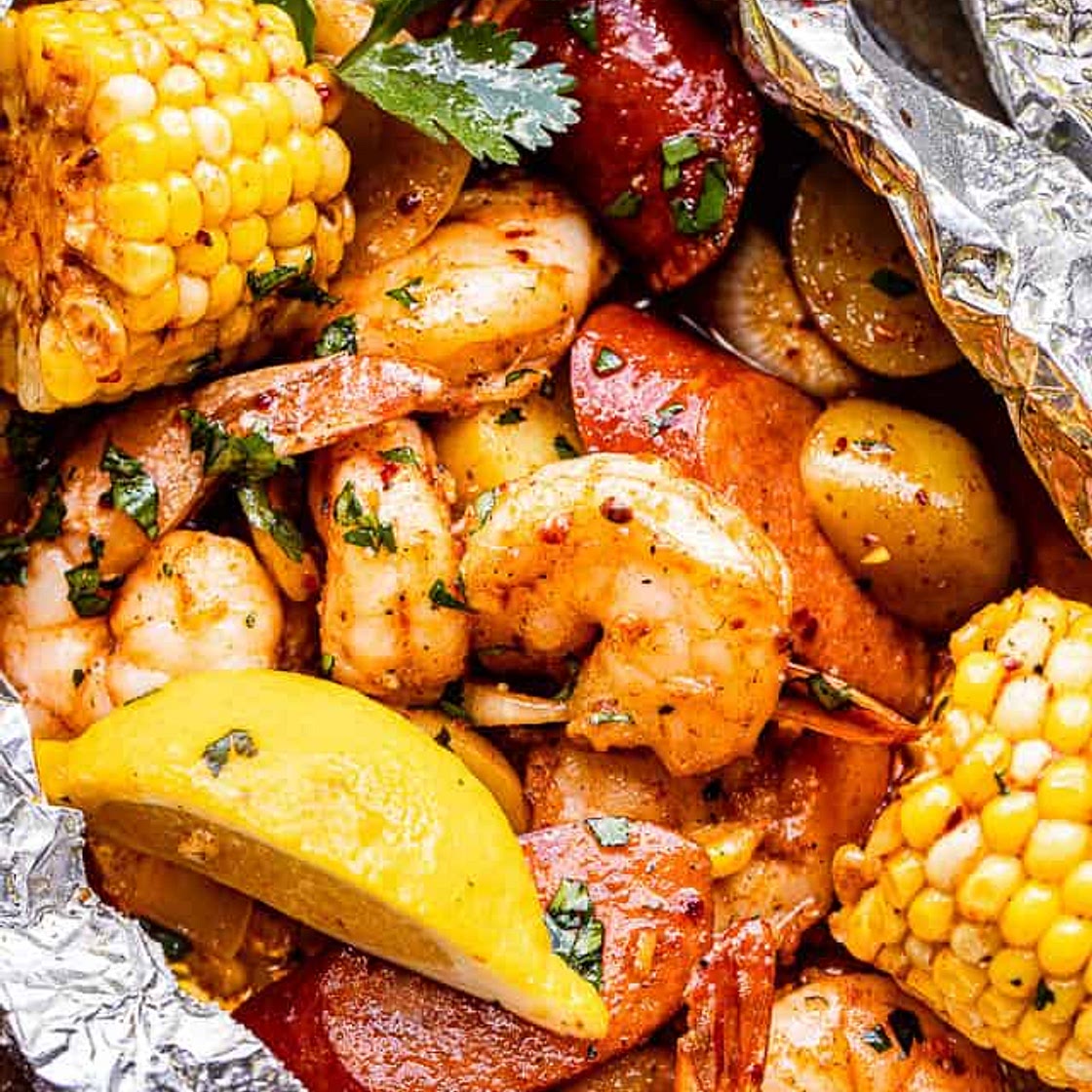 Grilled Shrimp Boil in Foil Packets