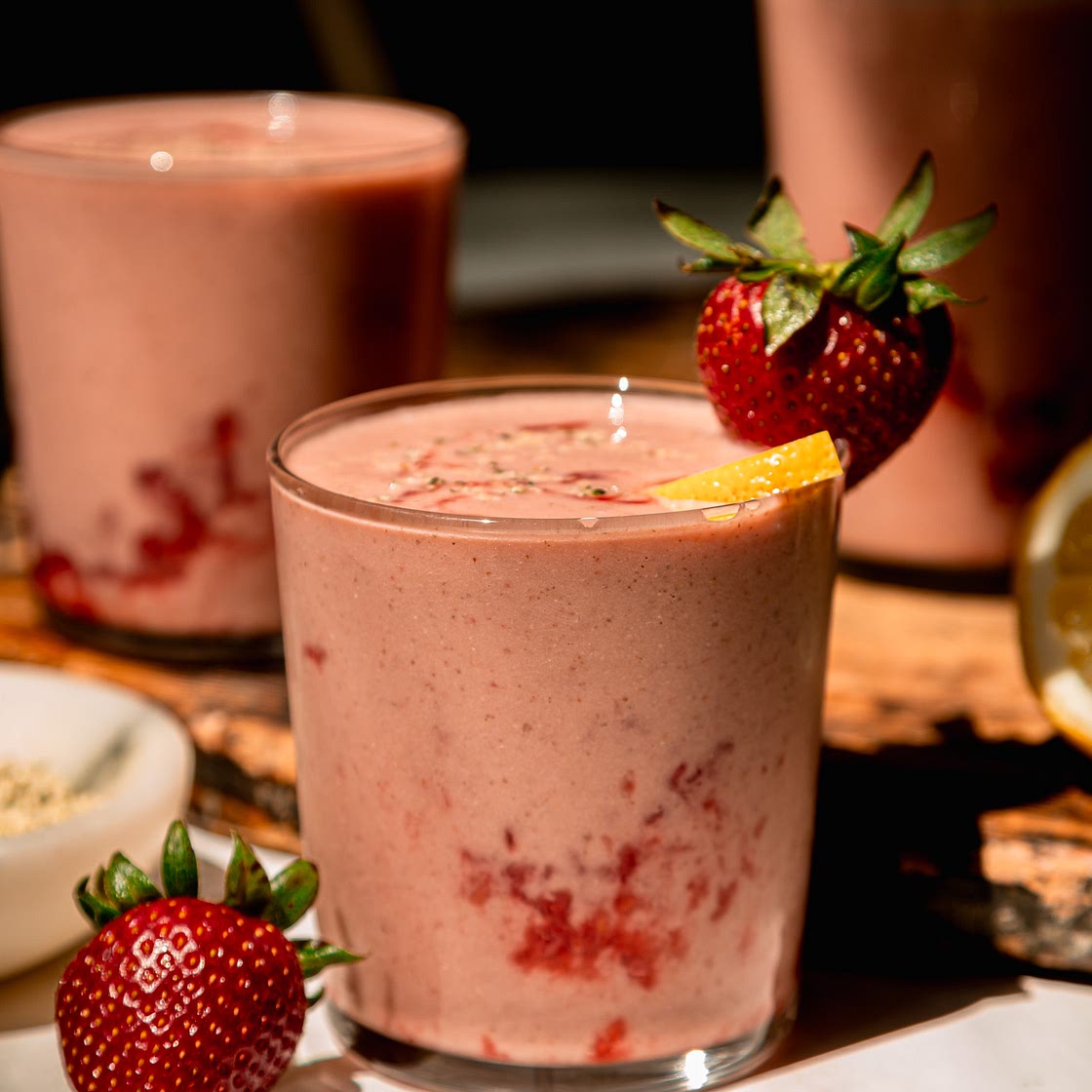 Vegan Strawberry Lemonade Protein Smoothie