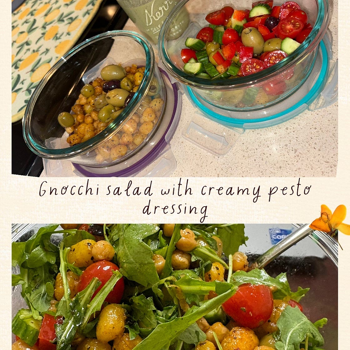 Crispy Gnocchi Salad with A Creamy Pesto Dressing