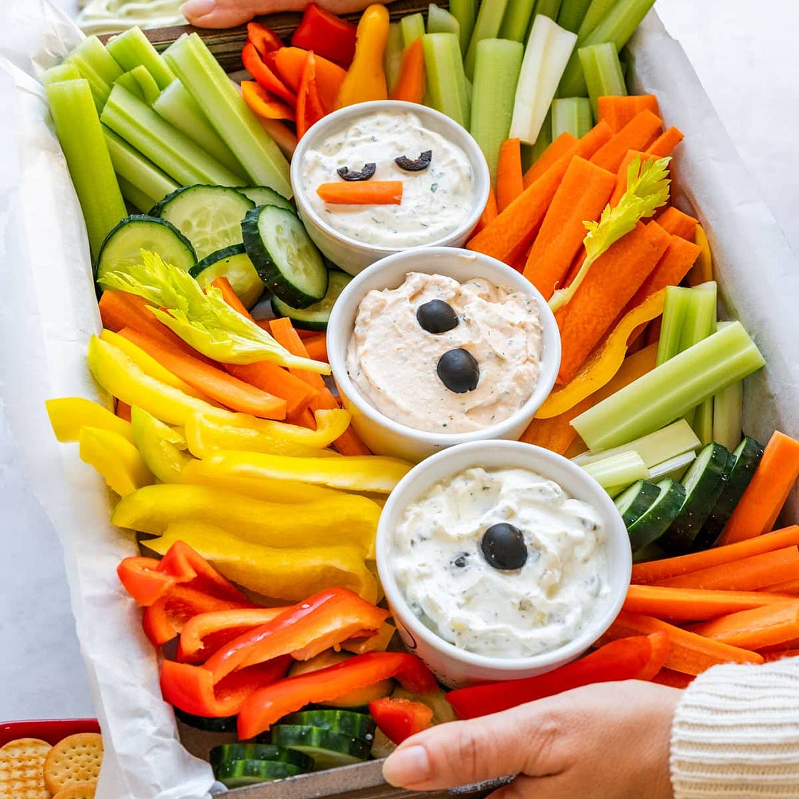 Snowman Veggie Tray