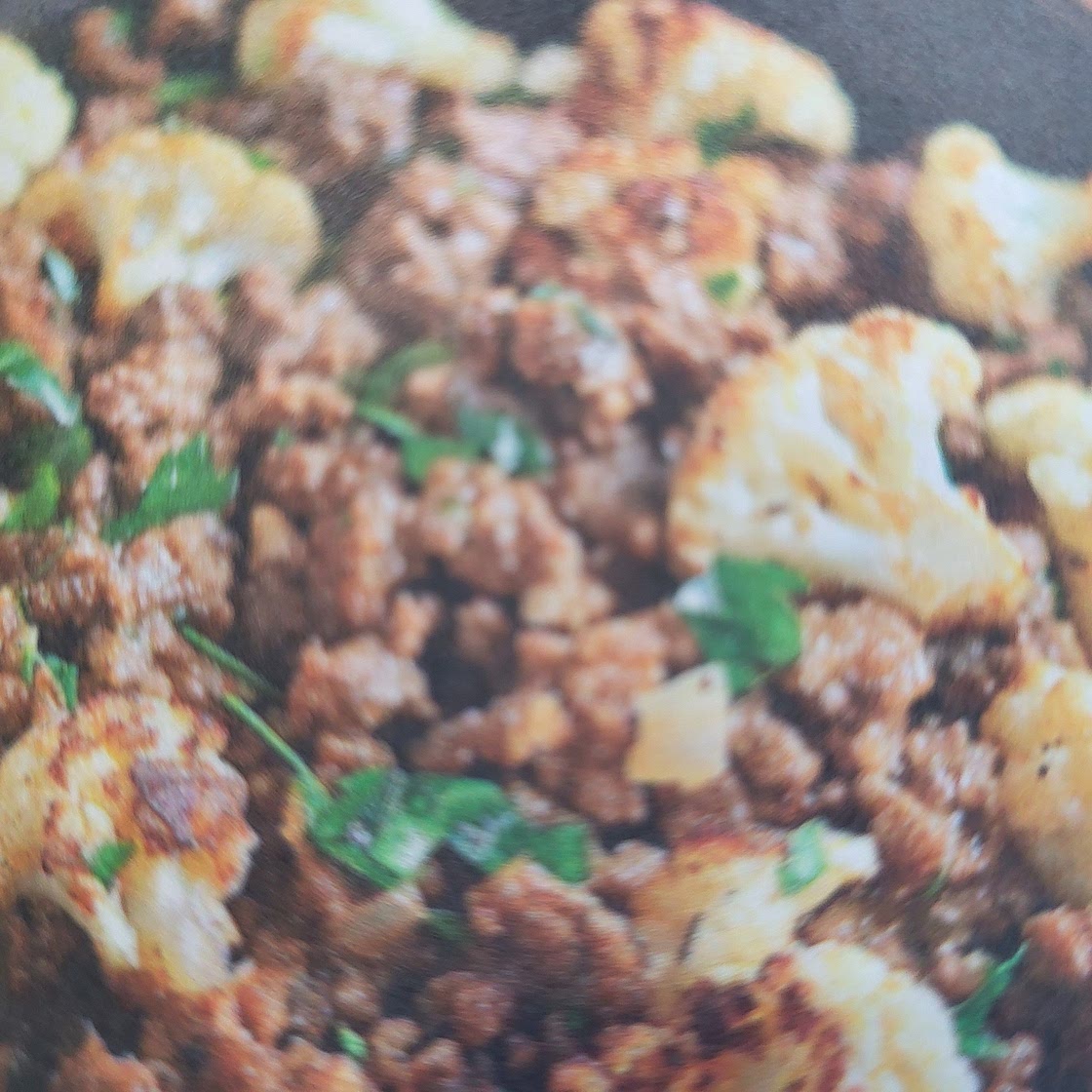 Ground beef and cauliflower skillet with