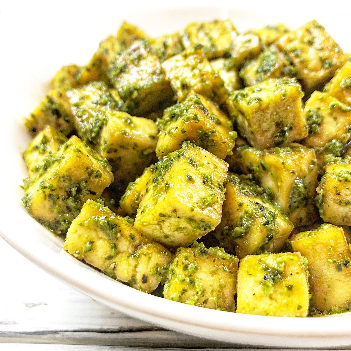 Baked Pesto Tofu Bites