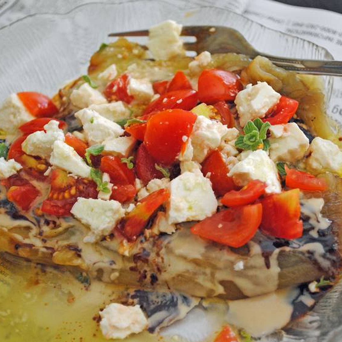 Israeli charred eggplant salad