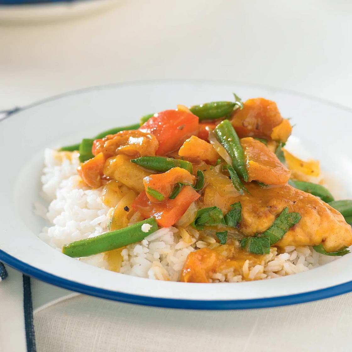 Apricot chicken with rice