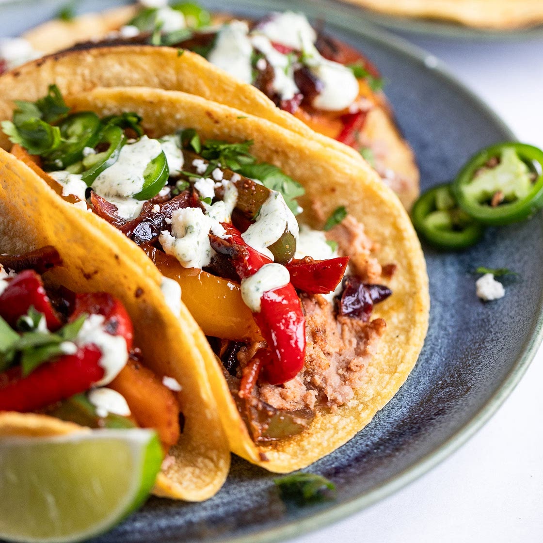 25-Minute Vegetarian Skillet Fajitas with Refried Beans