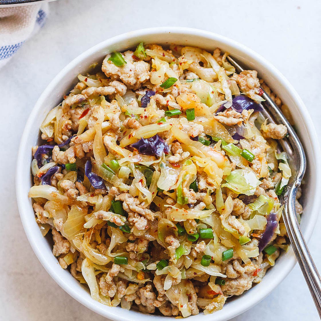 Egg Roll Bowls with Chicken and Cabbage