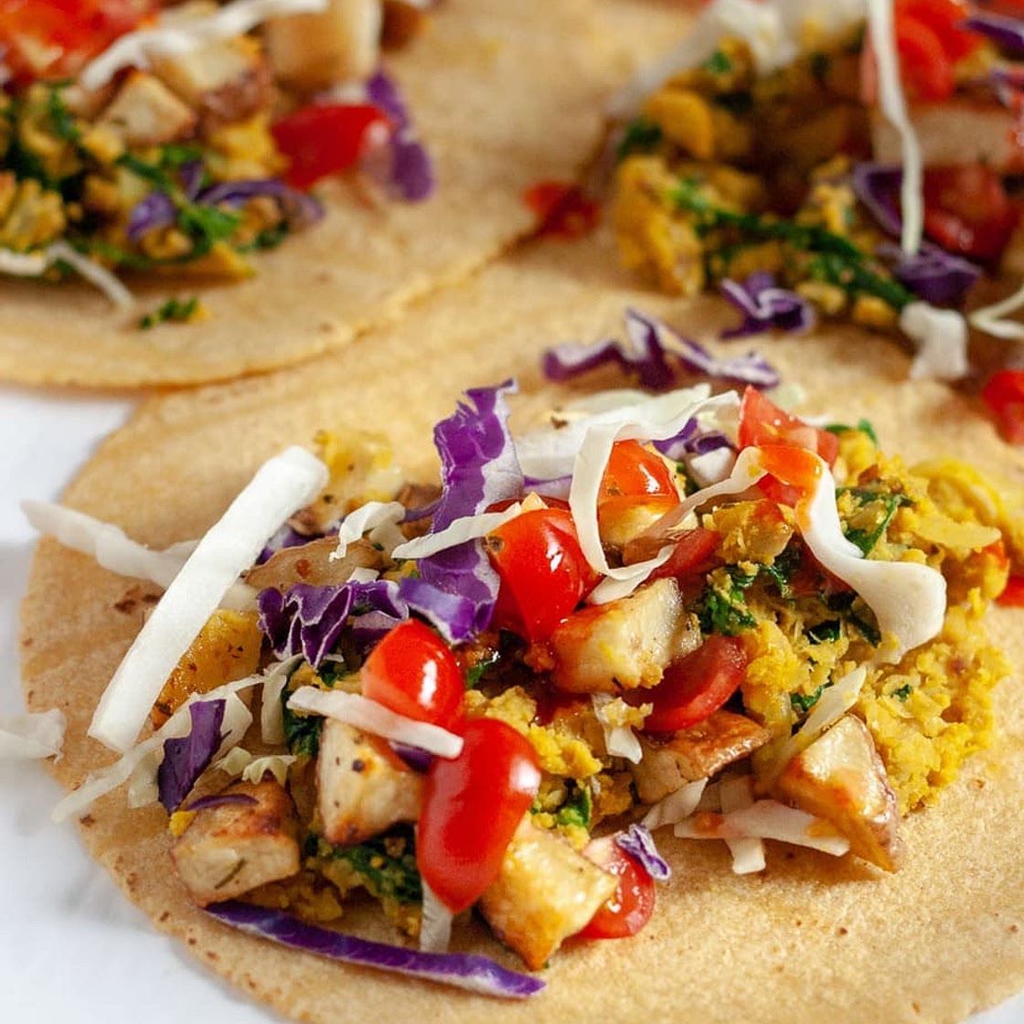Chickpea and Rosemary Roasted Potato Vegan Breakfast Tacos