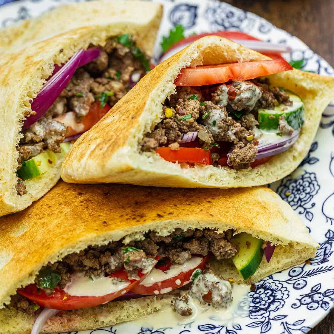 Pita Sandwich with Kofta Seasoned Ground Beef
