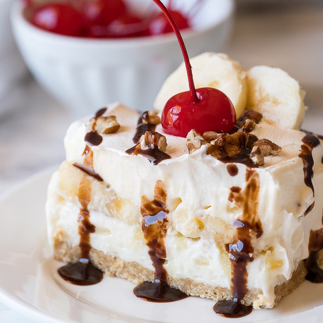 No Bake Banana Split Cake