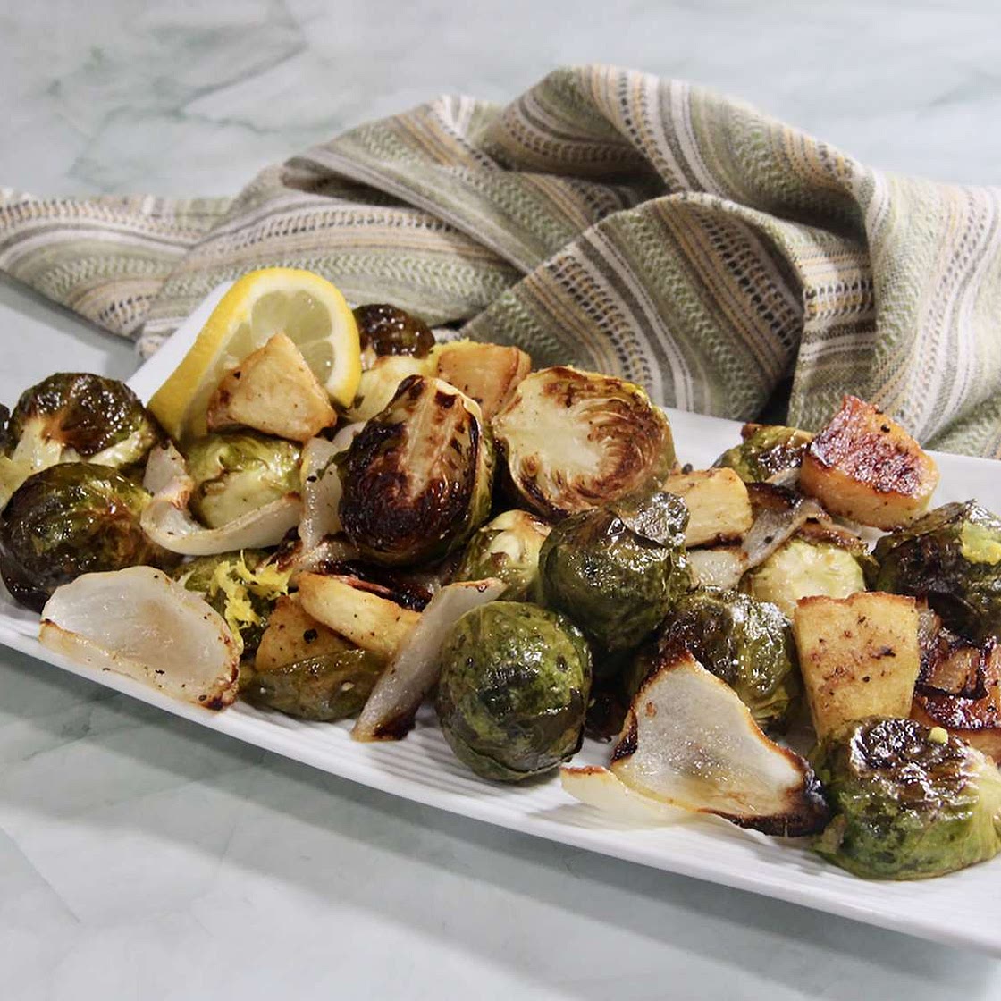 Roasted Apples and Brussels Sprouts