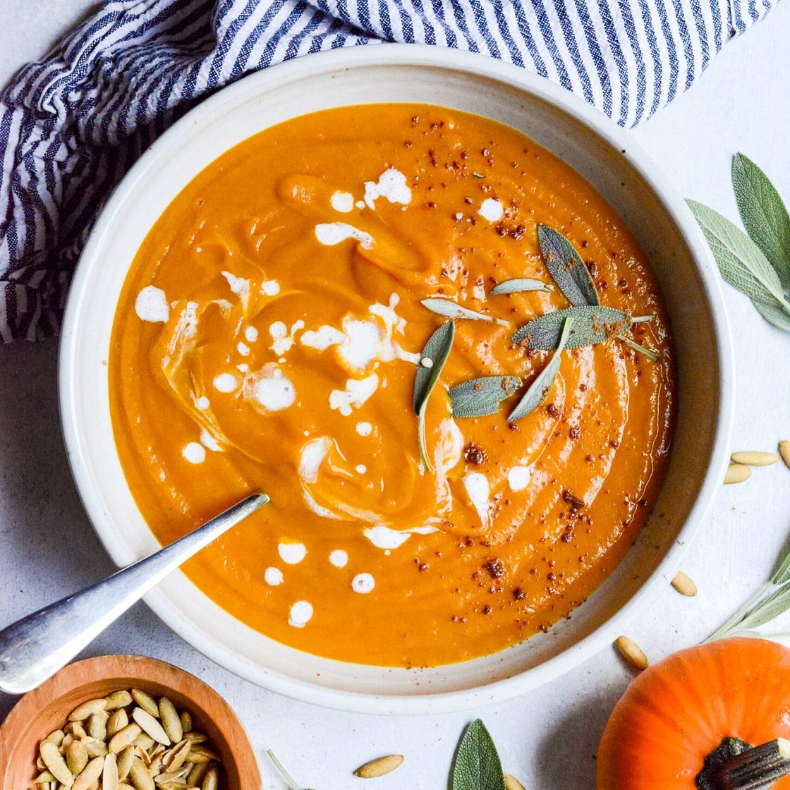 Easy Pumpkin + Sweet Potato Soup (w/ Canned Pumpkin)