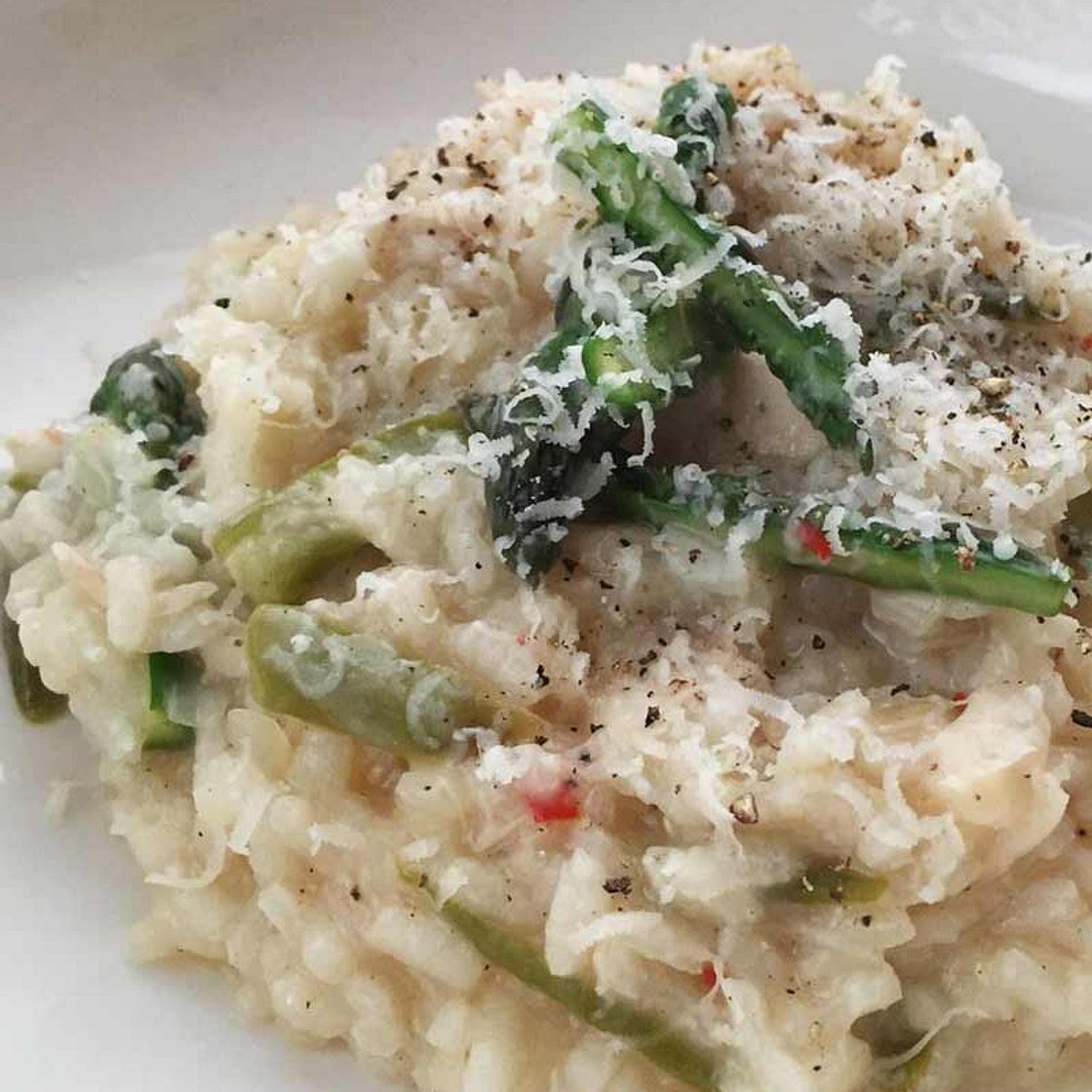 Chicken and asparagus risotto