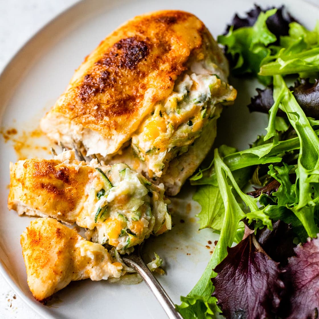 Cheesy Stuffed Chicken Breast with Zucchini