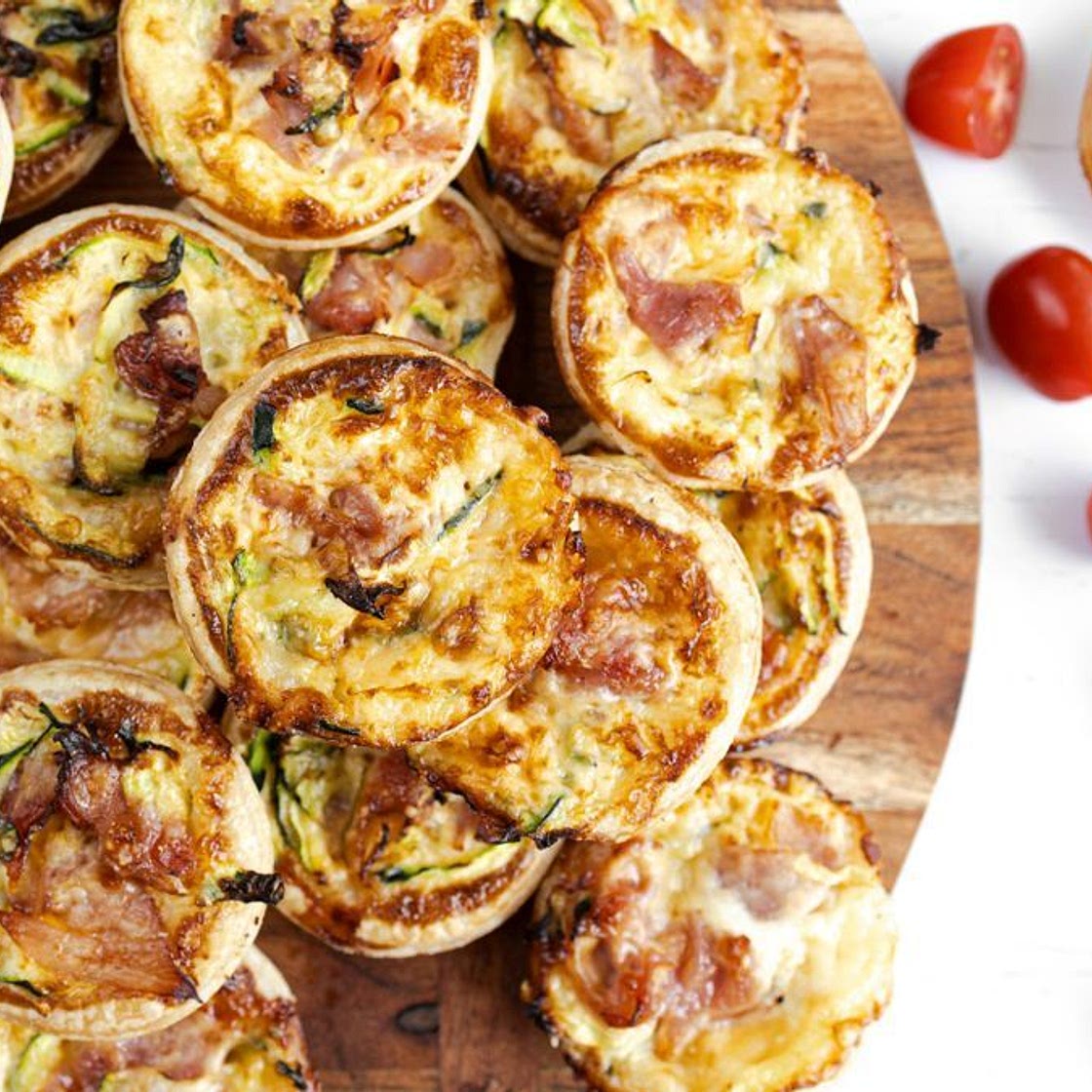 Mini ham and zucchini quiches recipe