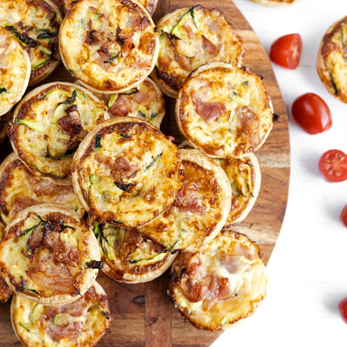 Mini ham and zucchini quiches recipe
