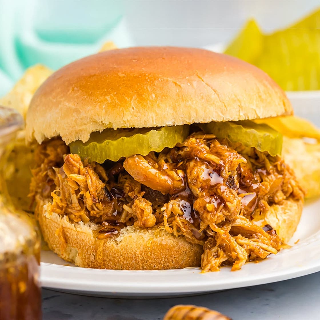 Slow Cooker Hot Honey Chicken Sandwiches