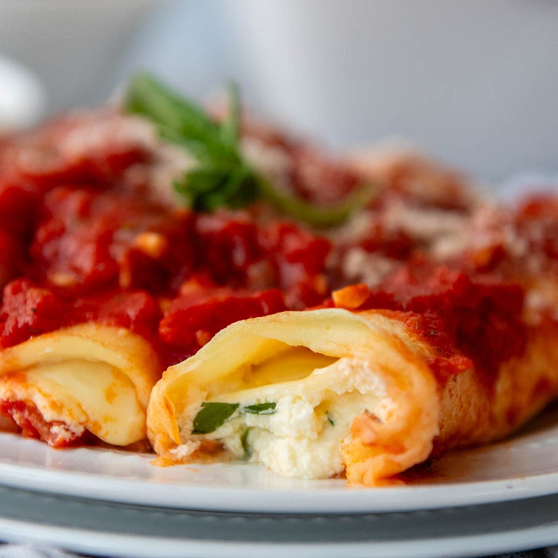 Homemade Gluten-Free Manicotti with Easy Crepe Shells