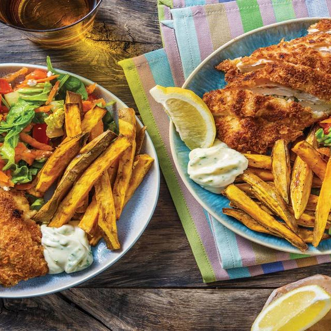 Baked Chicken Kievs & Potato Fries with Feta Salad & Garlic Aioli