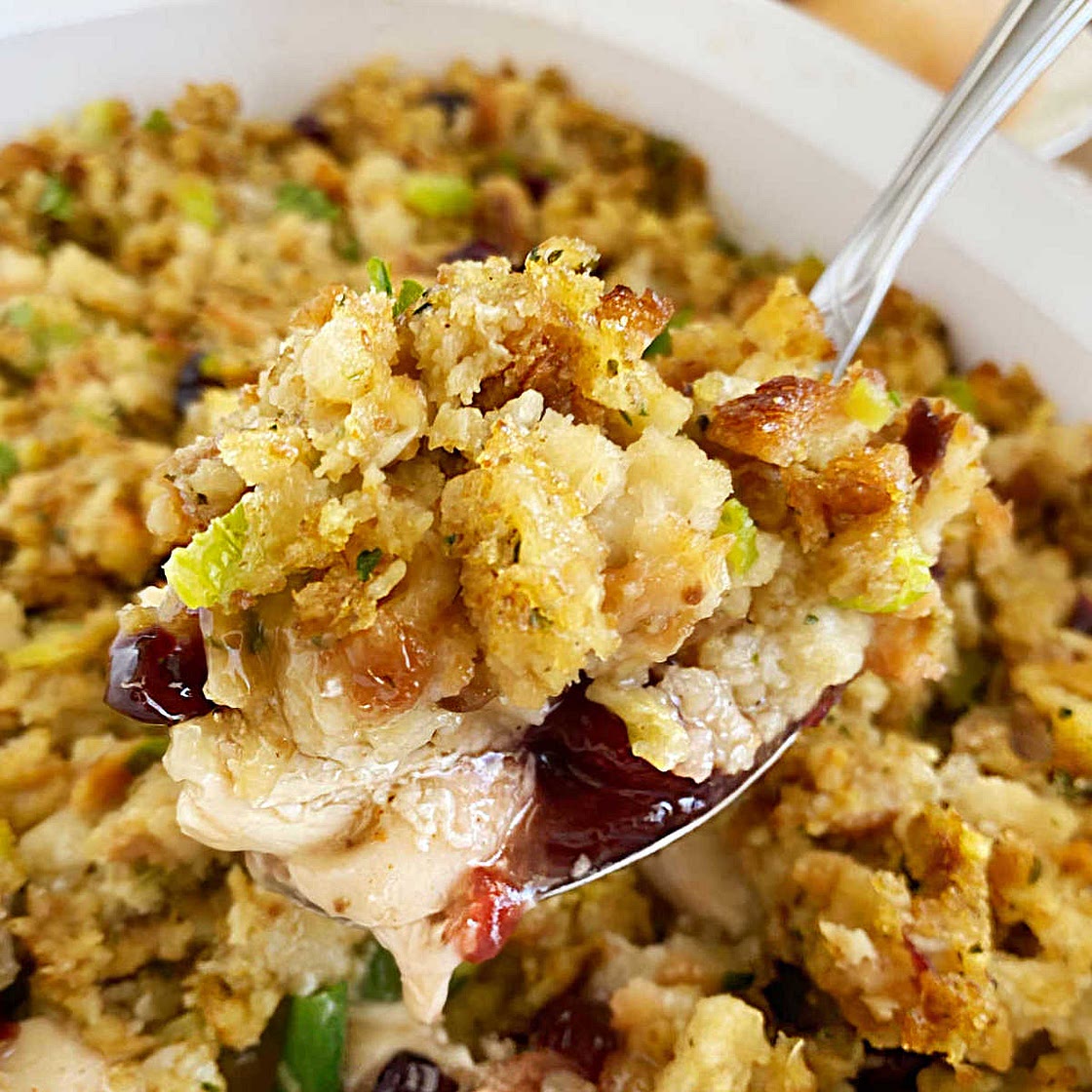Leftover Turkey Stuffing Casserole