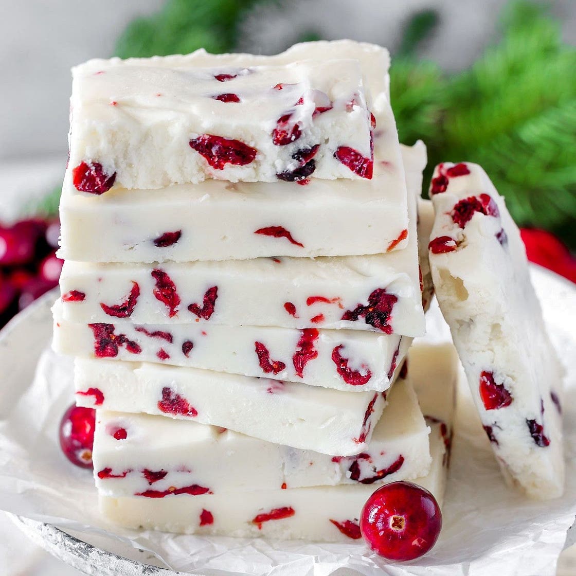 White Chocolate Cranberry Fudge