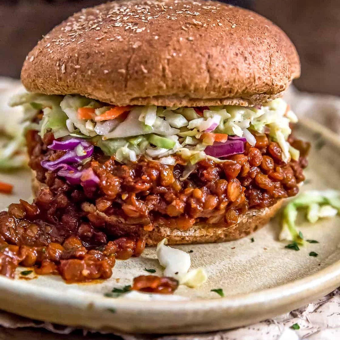 Vegan BBQ Lentil Sloppy Joes