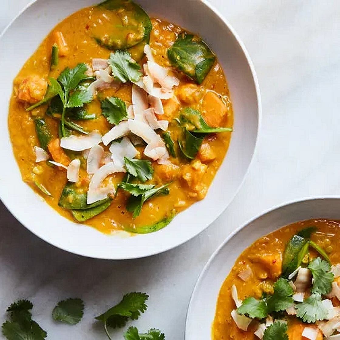 Red Curry Lentils With Sweet Potatoes and Spinach