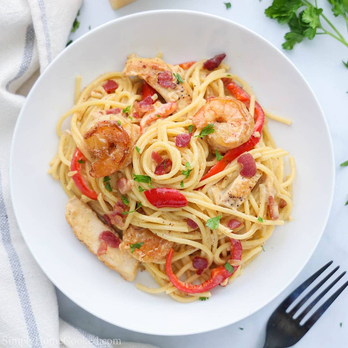Chicken and Shrimp Carbonara
