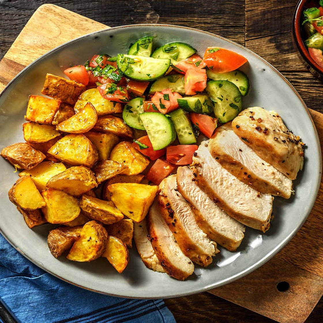 Greek Chicken Souvlaki with Lemon Potatoes and Tzatziki