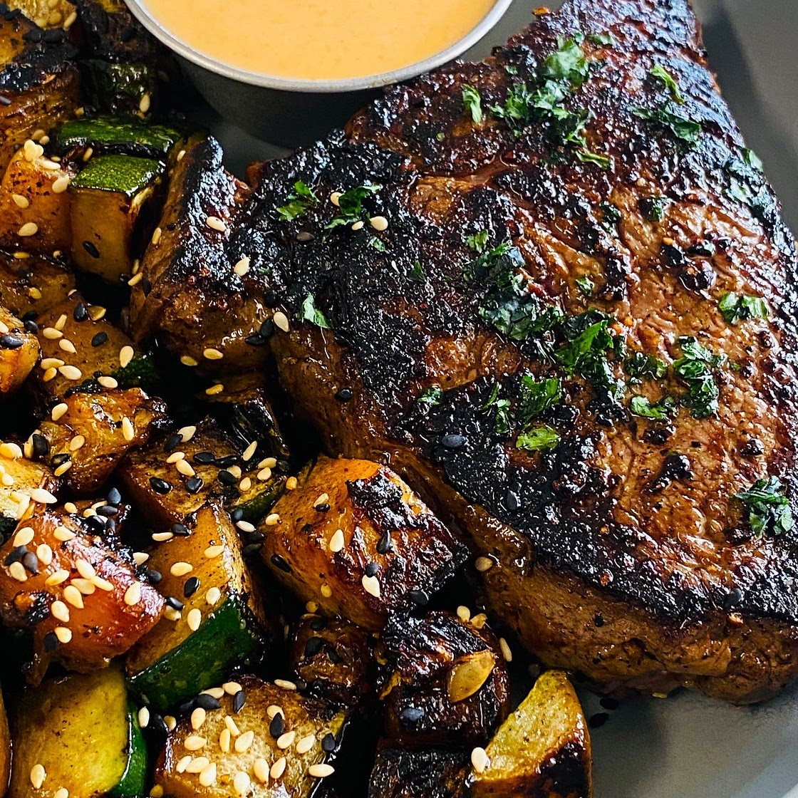 Blackstone Teriyaki Steak and Zucchini