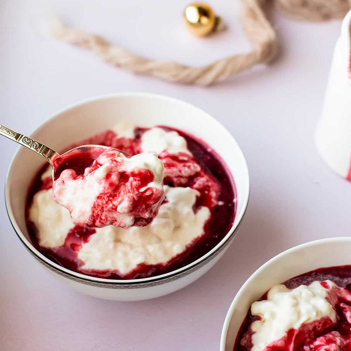 Norwegian Rice Cream with Berry Sauce (Riskrem)