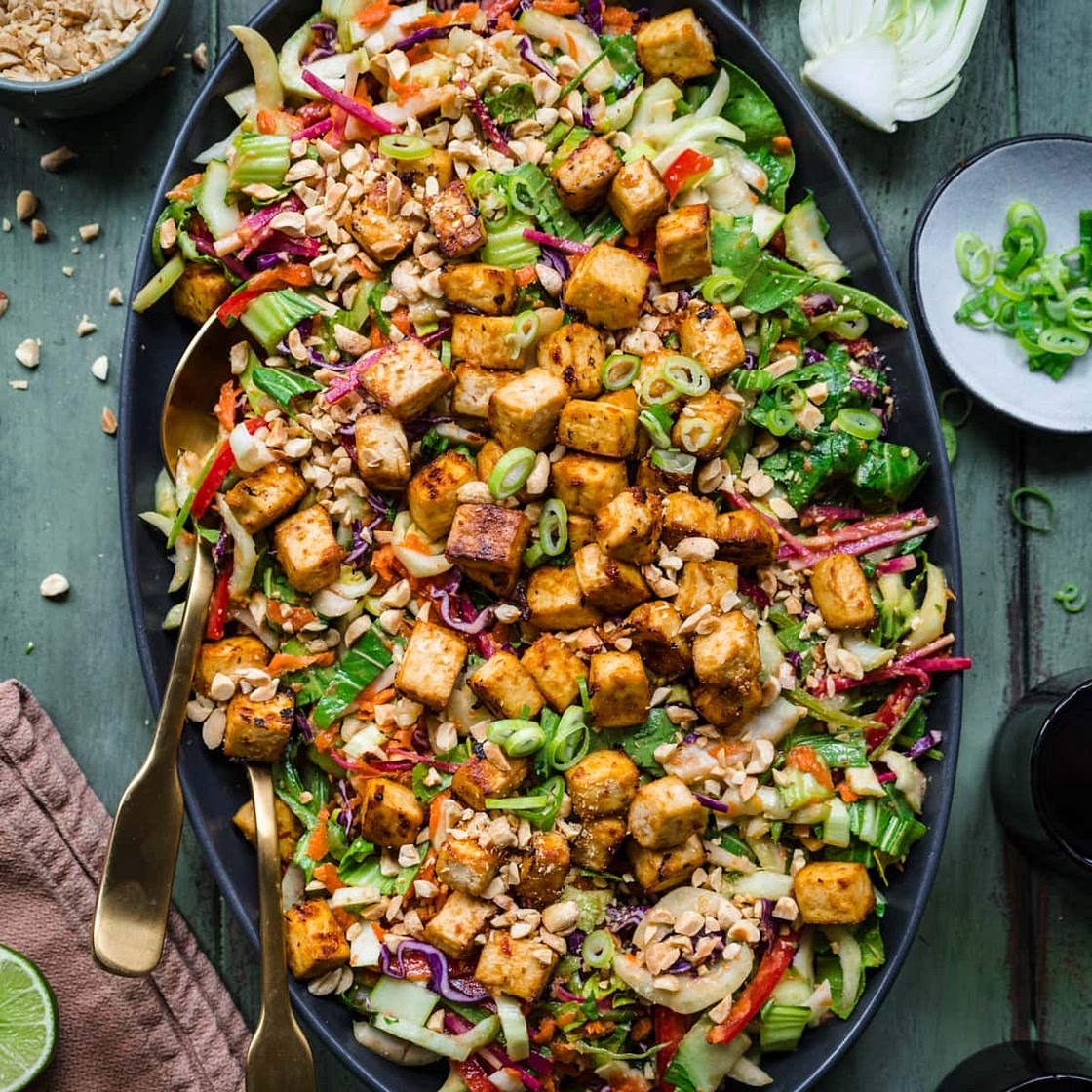 Crunchy Thai Tofu Salad with Peanut Dressing