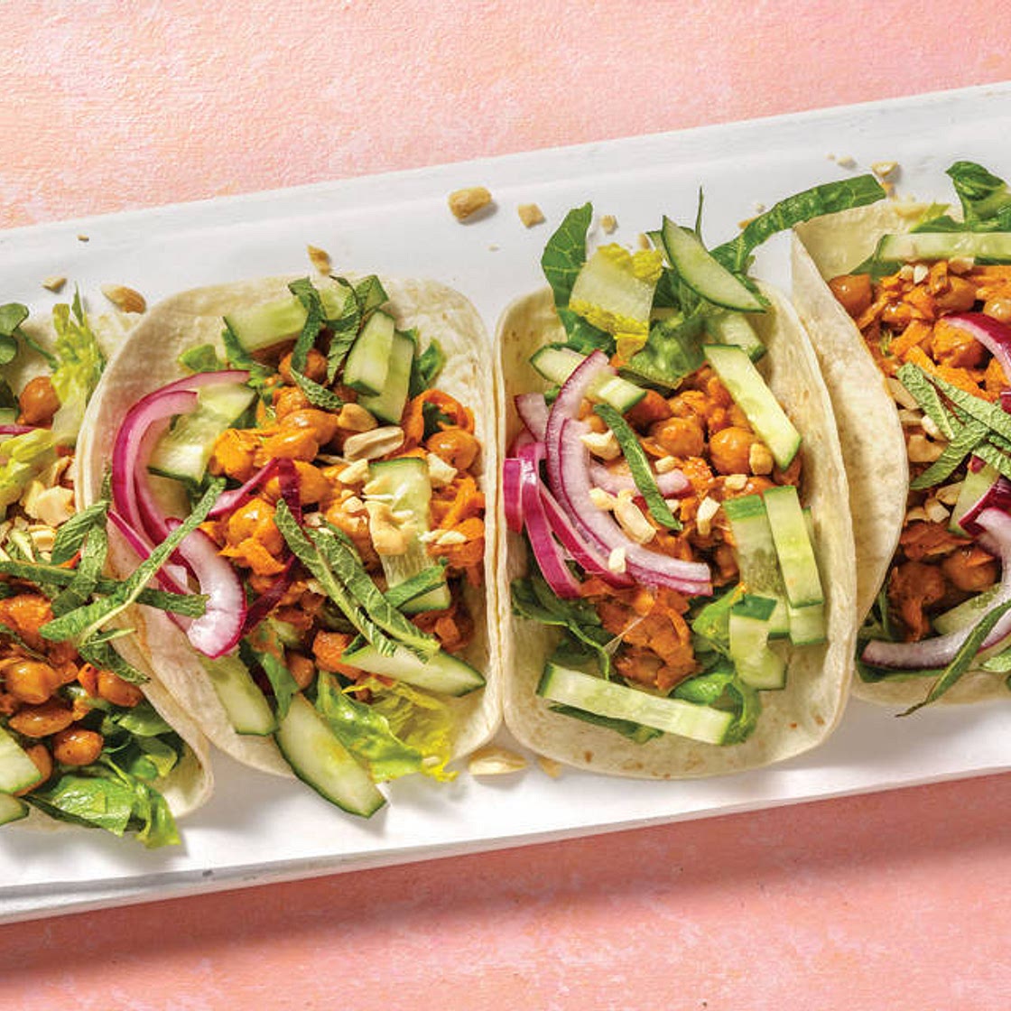 Creamy Indian Chickpea Tacos with Pickled Onion & Roasted Cashews