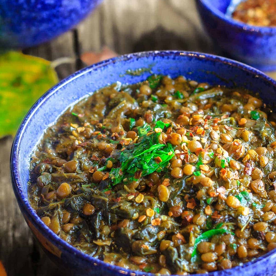 Mediterranean Spicy Spinach and Lentil Soup