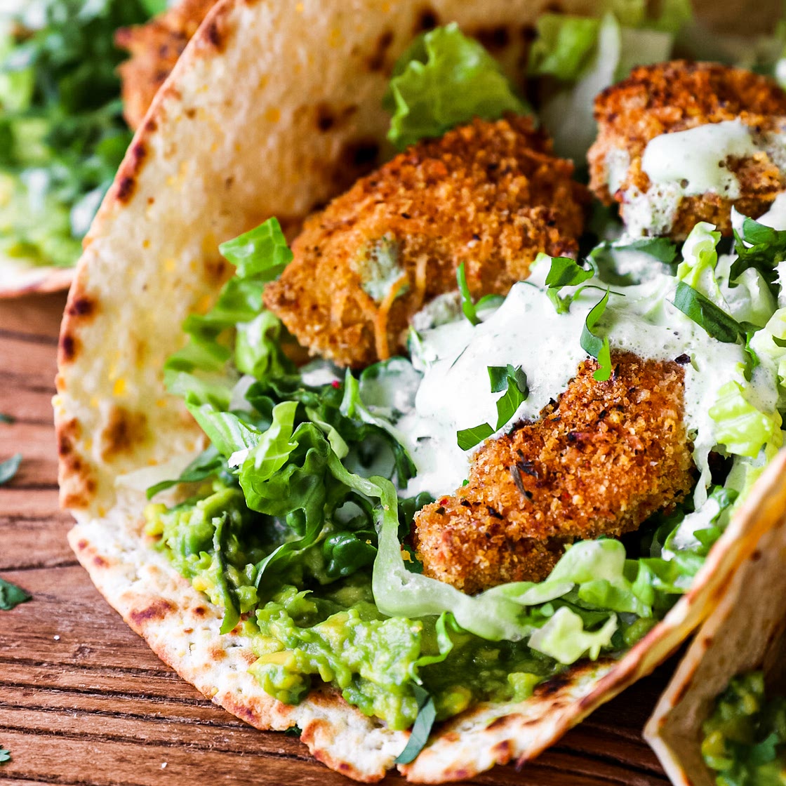 crispy cajun chicken tacos