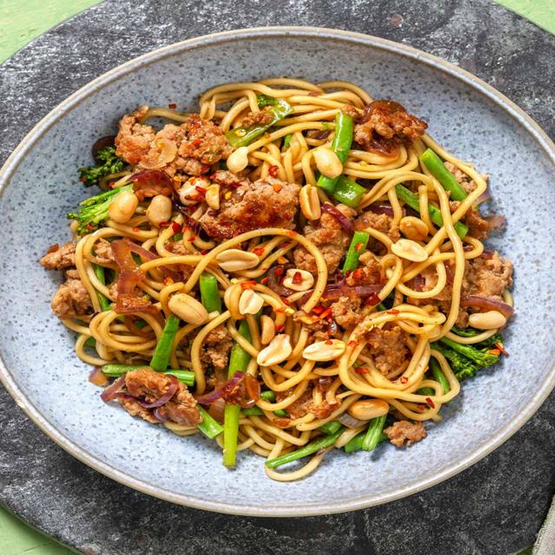 Sticky Bulgogi Pork Noodles with Tenderstem® Broccoli and Green Beans