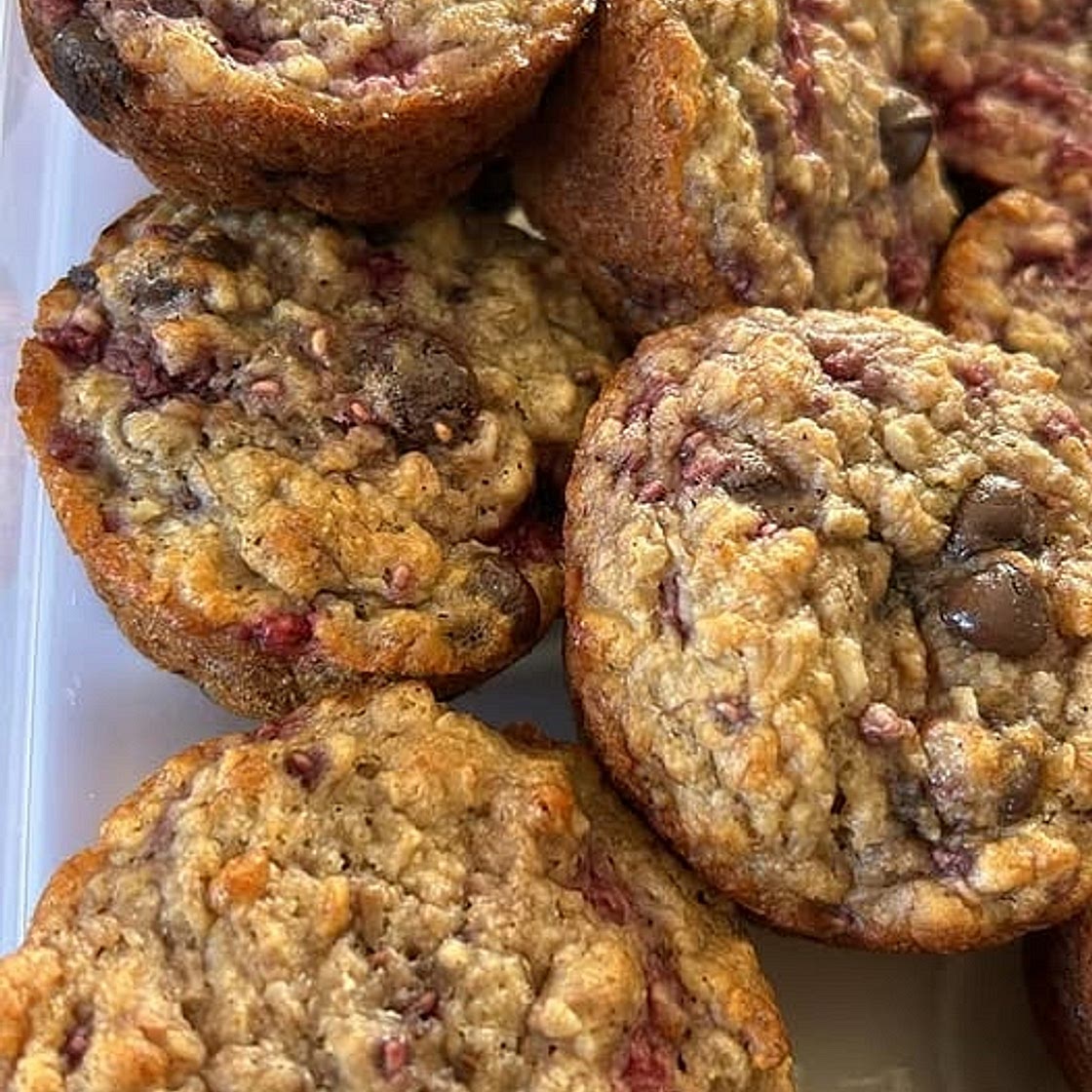 Muffin santé framboises et chocolat noir
